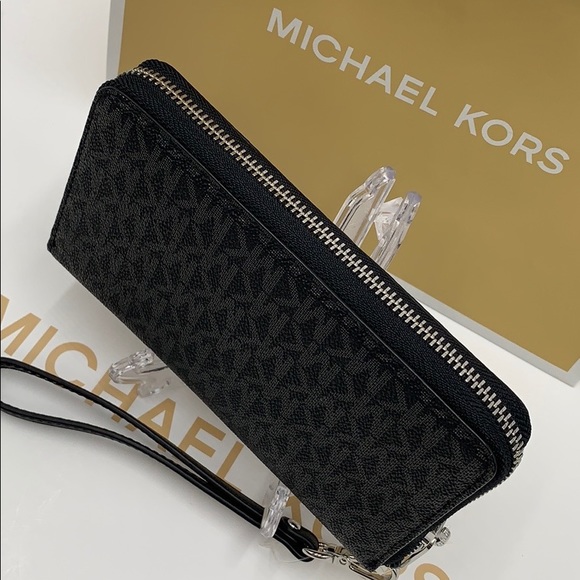 Michael Kors Jet Set Travel Phone Wallet Wristlet Black signature - Picture 5 of 16